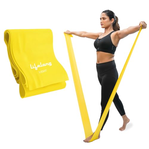 Lifelong Natural Rubber Resistance Band for Workout | 1.8 KG: Extra Light Resistance | Theraband, Stretching Band for Exercise | Exercise Band for Physio, Yoga, Home Workout | Yellow
