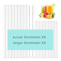 16 Glasstrohhalme spülmaschinenfest, Φ8mm dünne Trinkhalme wiederverwendbar – Ansicht 2