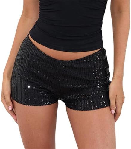 Loalirando - Pantalón corto para mujer, sexy, con lentejuelas, ci...