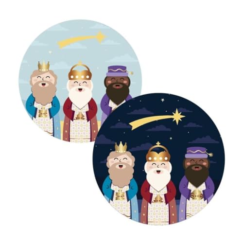 Set 4 Manteles Individuales Reyes Magos - Salvamanteles Antimanchas Reutilizables para Mesa de Cocina o Comedor - Salvamantel Plástico Decoración Navidad 38 x 38 cm