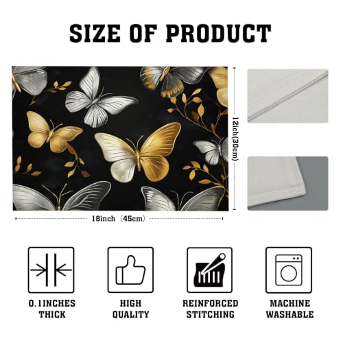 Set de table papillon lot de 8 noir en lin de coton résistant pour cuisine - 8