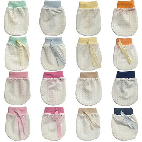 Adeimoo Cute Boys Girls Cotton No Scratch Gloves Drawstring Adjustable Mittens for Baby Infants (8 Pairs mixed color)
