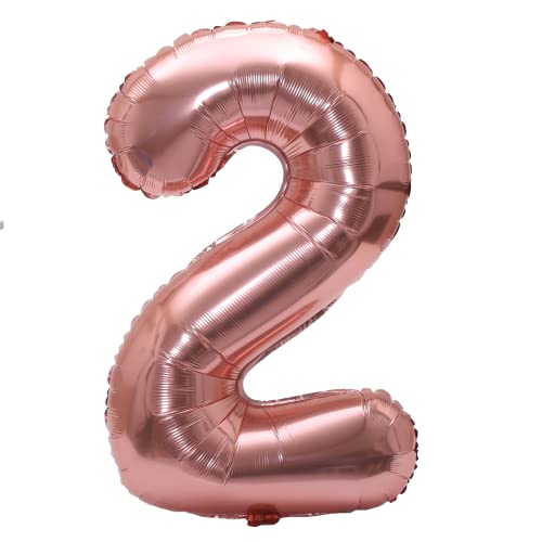 Image of YPSelected 32 Inch Large Foil Helium Number Balloon Birthday Wedding Party 0-9 (Rose Gold, 2)