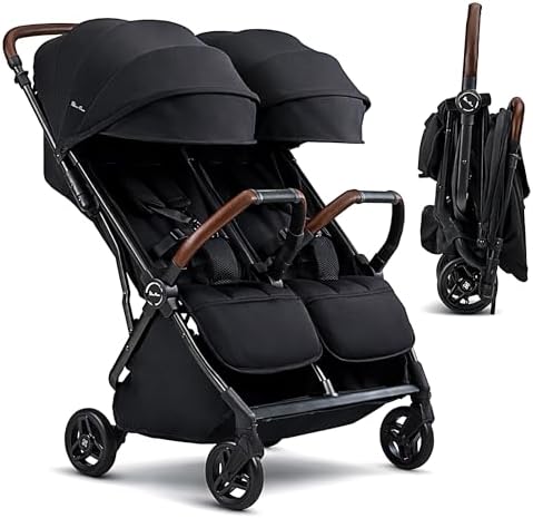 Silver Cross Jet Double - Full Size Side by Side Double Infant & Toddler Stroller - Lightweight, Compact & Easy to Fold, with All-Terrain Wheels โ Disney Park Approved, Space Black
