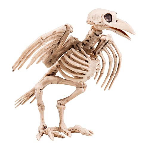 Boland 72093 - Deko-Figur Krähenskelett, Größe ca. 18 cm, aus Kunststoff, Knochen, Skelett, Dekoration, Halloween, Karneval, Mottoparty