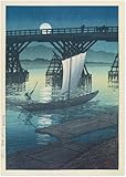 DDSEW GREWT Puente Asahi, pósters de Ojiya Kawase Hasui Arte de pared vintage Pintura abstracta en lienzo Impresiones de paisajes para decoración moderna 50x70cmx1 Sin marco
