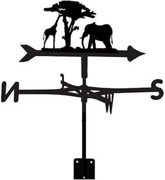 Giraffe Weathervane Metal Weather Vane Stainless Steel Wind Vane Elephant Wind Direction Indicator Weathercock Measuring Tool for Garden Patio Yard Ornament Decoration-A