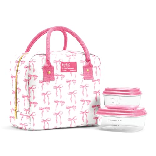 Fit & Fresh Bloomington Insulated Lunch Bag for Women w/ Containers | Durable, Lunch Box for Women, Meal Prep Lunch Tote For Nurses, Work. Leak-Resistant, Large Capacity