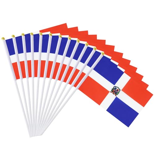 pretty_jessie Dominica Flags on Stick 20 Pack,Small Handheld Dominican Flag