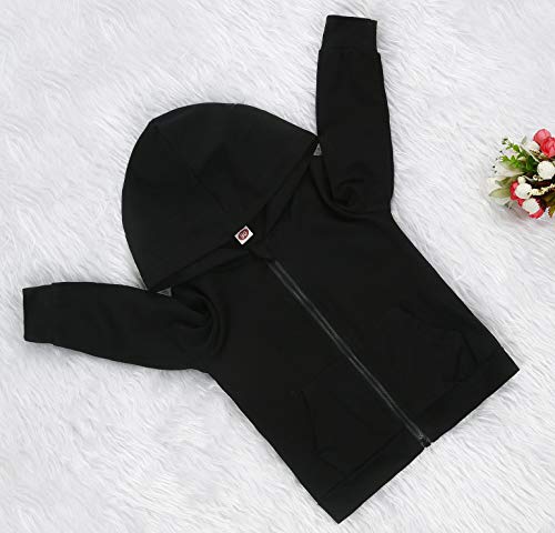 Imcute Baby Zip Up Hoodie, Unisex Inflant Toddler Long Sleeve Sweatshirts Lightweight Jacket Hooded Coats Fall Winter Outfits (Black, 2-3T) #TOP5