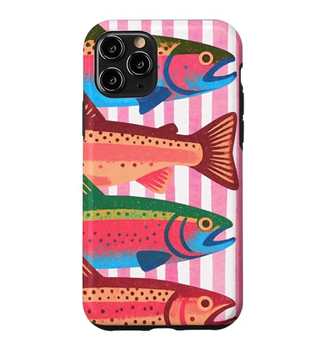 Fish Trout In a Row Colorful Fishing Lover Summer �X�}�z�P�[�X iPhone 11 Pro �p