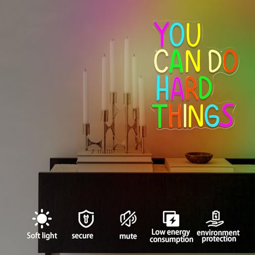 You Can Do Hard Things LED Neon Light Sign for Gym Kids Positive Wall Decor by Gevbay - Used condition - Image 2
