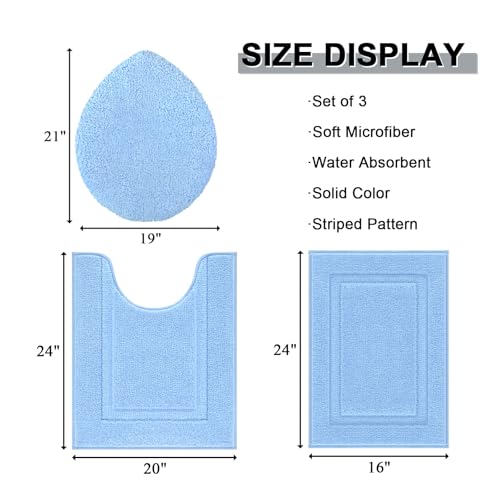SHACOS Microfiber Bathroom Rugs Set of 3 with Toilet Lid Cover Non Slip by SHACOS - Used condition - Image 3