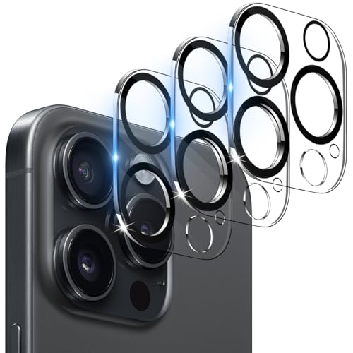 WHPXJY (3 Pack Camera Lens Protector Compatible for iPhone 16 Pro / 16 Pro Max Tempered Glass, Ultra HD Clear/Maintains Original Clarity/Shatterproof/Anti-scratch/Easy to Install/Case Friendly