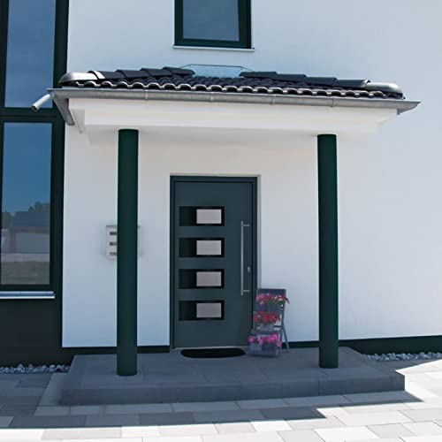 Gecheer Puerta entrada antracita 100 x 210 cm de aluminio y PVC-PLT2727