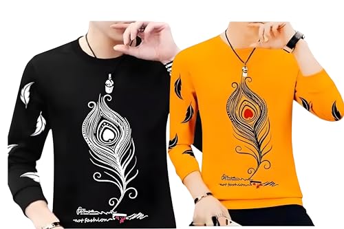 Image of Men Round Neck Cotton Blend Stylish Printed T-Shirt
