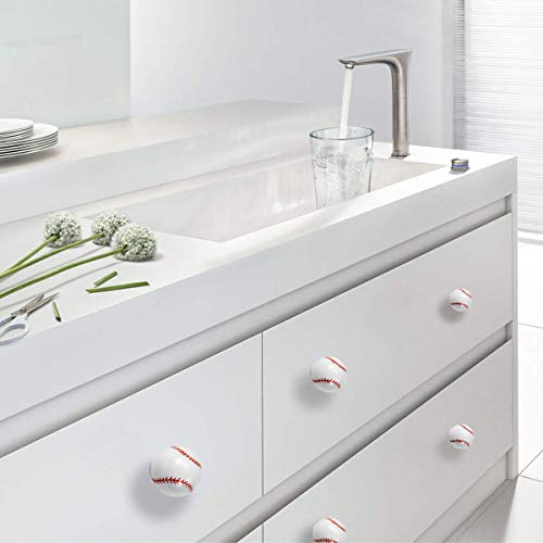 Zilucky Baseball Drawer Knobs Ball Sports Party Theme Children And Baby Home Decor Drawer Pulls Handles For Dresser Cupboard Wardrobe Cabinet Kitchen Knobs Pack Of 6 (Baseball) #TOP2