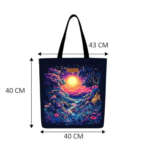 Image of The Purple Tree Eco-Friendly Canvas Tote Bag, Sustainable, Reusable Shopping, Beach, Travel or Everyday Tote, Wide Tote Bag