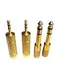 SHOPEE 3.5mm 1/8 inch TRS Plug to 6.35mm 1/4 inch Jack and 3.5mm Female to 6.35 Male Plug Gold Plated Set Audio Stereo Auxiliary Adapter Converter for Headphone, Microphone (4 -Pack)