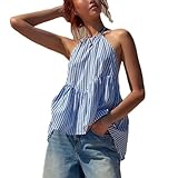 Contenu : 1 haut court péplum sans manches Y2K pour femme. Haut à lacets Y2k sur le devant. C'est un excellent cadeau pour Pâques. Lavage en machine avec un sac à linge recommandé. Lavage à la main à froid, avec un savon doux, ne pas utiliser d'eau de Javel, sécher naturellement.