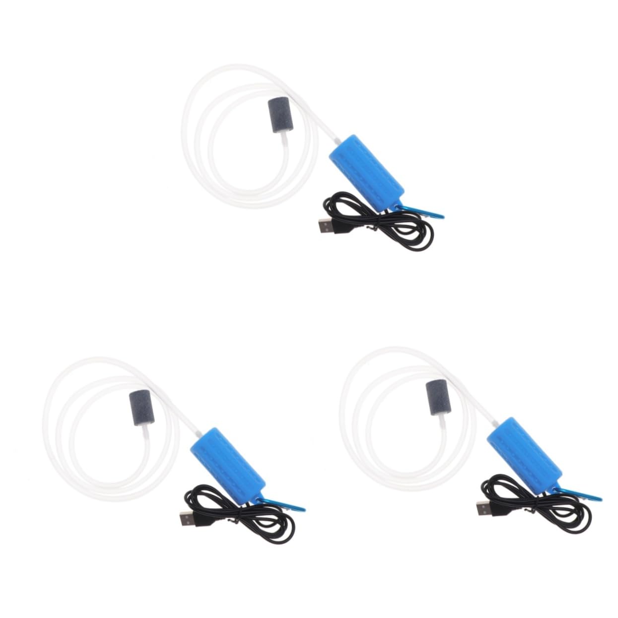 Housoutil Lot De 3 Petites Pompes À Bulles Alimentées pour Aquarium Réservoir Silencieux Pompe À Air À Tuyau D' Hydroponique Ciel