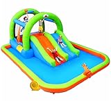 WELLFUNTIME Inflatable Jumping Castle with Blower, and Bouncy House with Double Slide with Basketball Ring, Jumping Area for 3 Kids