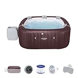 Bestway SaluSpa Maldives 5 to 7 Person Inflatable Hot Tub, Square Energy-Efficient Smart HydroJet Pro Portable Outdoor Spa with 180 AirJets, 79' x 31.5'