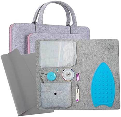 JOAVANI 17" X 13" Wool Ironing Mat, Scissors, Tape, Pouch, Carrying Bag, Mesh Net, x40 Pins – 100% New Zealand Wool Pressing Mat for Quilting, Sewing, Ironing, & Blocking