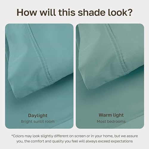 Image of California Design Den Soft King Size Pillow Cases, 100% Cotton Set of 2, Cool & Smooth, 400 Thread Count, Sateen Pillow Cases (Teal)