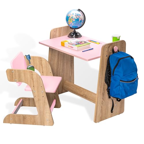 Image of Alex Daisy Texas Height Adjustable Kids Study Table & Chair Set | Non-Toxic Safe Material | Soft Coated Premium Finish | Engineered Wood Kids Study Desk (Pink)