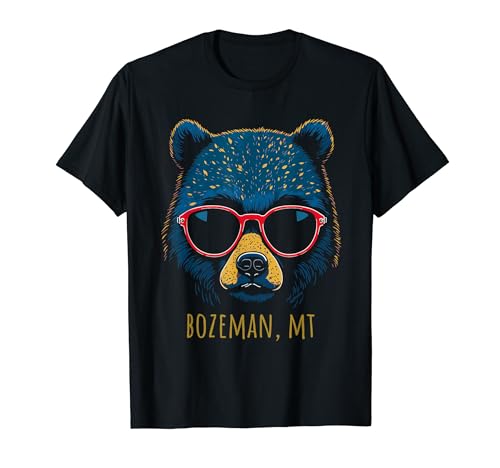 Bozeman Montana USA Bear Wearing Sunglasses Design T-Shirt