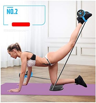 Miniatura 8 de Rueda de rodillo abdominal para hombre con banda de resistencia para mujer, entrenadores abdominales flexibles, rodillos dobles, gimnasio en casa,