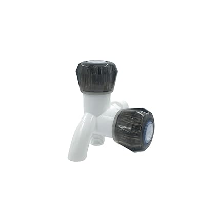 Turtletec Engineering Polymer Charcoal Elegant Design Easy to Instal 2Way Bib Tap M Round Handle Tap (Charcoal)