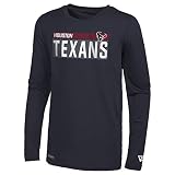 New Era mens NFL Measured Dri-Tek Long Sleeve Pro Football Tagless T-Shirt, Houston Texans Navy, Large