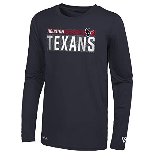 New Era NFL Men's Measured Dri-Tek Long Sleeve T-Shirt, Adult Pro Football Tagless T-Shirt, Houston Texans, Medium