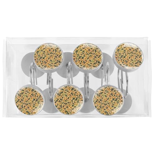 Anillos de cortina inoxidables con detalles de cristal verde azulado para un baño sofisticado 6