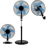 Sogo Ventilador 3 en 1 Silencioso Potente con 5 Aspas - Ventilador de Pie Sobremesa y Pared Versátil para Hogar y Oficina - Ventilador 16 Pulgadas Bajo Consumo con 3 Velocidades Ajustables