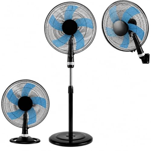 Sogo Ventilador 3 en 1 Silencioso Potente con 5 Aspas - Ventilador de Pie Sobremesa y Pared Versátil para Hogar y Oficina - Ventilador 16 Pulgadas Bajo Consumo con 3 Velocidades Ajustables