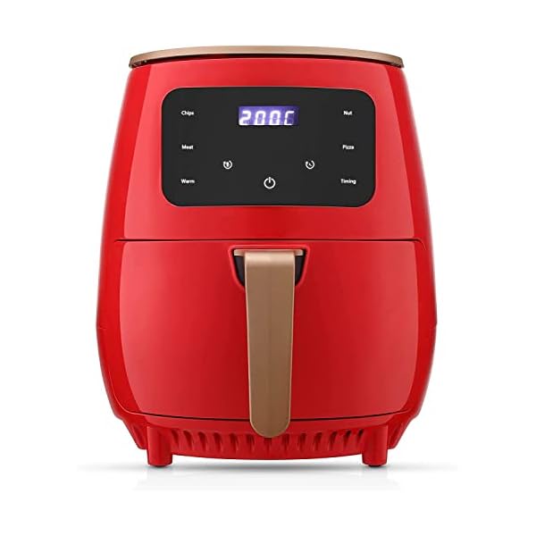 krisskross Air Fryer 4.5L,1400W Oil Free Air Fryer Oven With Nonstick Removable Basket,One-Touch Digital Screen,Rapid Air Circulation,4Presets&Warm&6Hours Timing,Dishwasher Safe(Red)4.5 Liter