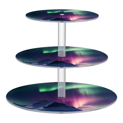 PYBUG Polar Light 3 Tier Acrylic Cupcake Stands Tower,Dessert Table Display Set for Tea Party,Wedding,Birthday, Baby Shower