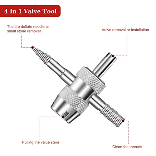 tonyg-p 33 Stück Reifenventilentferner Ventil Reparatur mit Doppel und Einzelkopf Ventilkern, 1 Stück 4 Wege Ventilkernwerkzeug, 10 Stück Reifenventilkappen, 20 Stück Ventilkern
