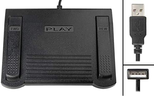 ECS USB Foot Switch for Windows Media Player, Computer Foot Control Pedals, PC Play, Fast Forward, Rewind