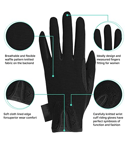 Thapower Women Horse Riding Gloves Winter Equestrian Horseback Gloves Lady Youth Girl Outdoor Star Pattern Mitts Perfect For Biking Cycling Gardening #TOP4