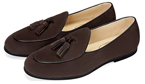 Image of Journey West Men's Suede Leather Belgian Loafers for Men Slip-on Casual Penny Casual Loafers