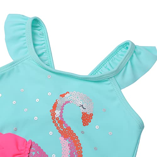 LIZENS Girls Swimsuit One Piece Beach Bathing Suit for Girls Toddler Swimwear Flamingo3