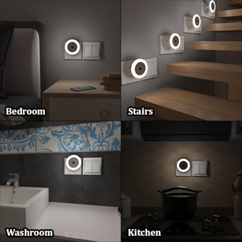 Image of fizzytech Smart Motion Sensor LED Light Bulb with Automatic On /Off and Dimmable White Glow, Energy Efficient 7W LED Bulb for Home, Stairs, Kitchen, Bathroom, Wardrobe Lighting(Round White Pack-2)