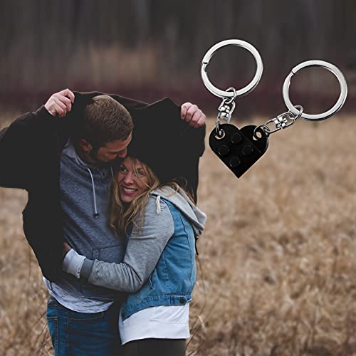 Brick Keychain For Couples Friendship - 2Pcs Matching Heart Colorful Keychain Set For Couples Valentine's Day Bff (Black) #TOP2