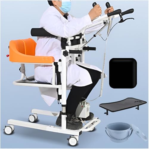 JXUANMM Fauteuil Roulant Multifonction pour Douche et Bain, siège divisé à 180° - de Transport Toilette Portable Personnes âgées handicapées Lève-Personne Domicile réglable en Hauteur B-Style