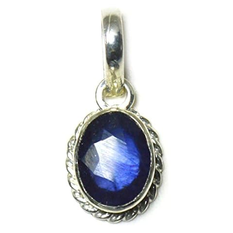 Joyería de plata con colgante de zafiro azul natural de 4ct Cover