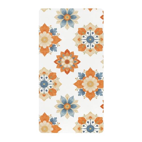 Drap de berceau en coton fleuri terracotta : linge de lit bébé ultra doux